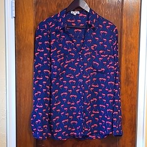 EXPRESS Portofino Flamingos Las Vegas Style Blouse